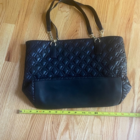 Anne Klein Black Quilted Shoulder Bag with Gold Accents - Picture 5 of 6